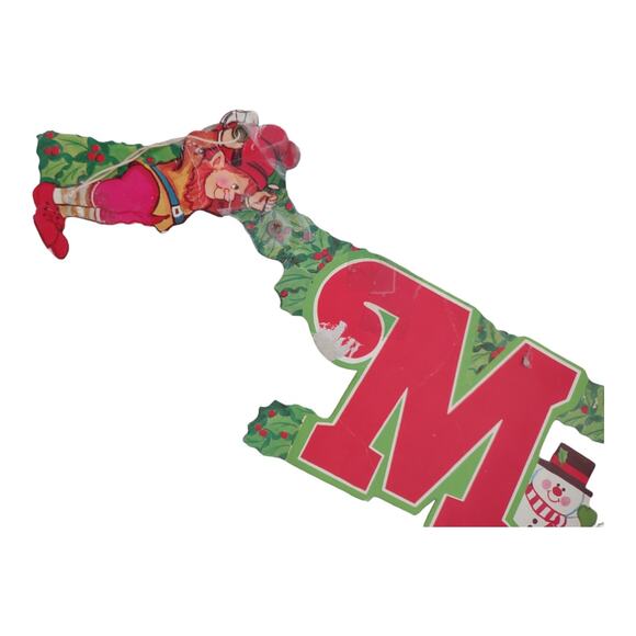 Vintage Swivel Paper Merry Christmas Banner Sign Holiday Decorations Home Decor - Picture 5 of 5